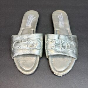 Jimmy Choo Metallic Slide Sandals US 7.5 Euro 38
